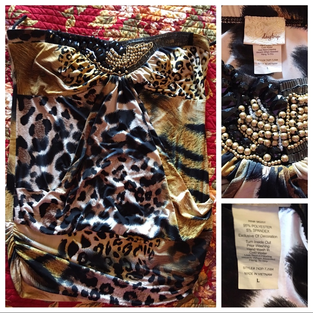 Strapless animal print top from Daytrip